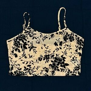 Floral Print Mesh Top